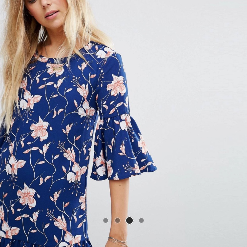 Vila Floral Print Flute Sleeve Dress - Picture 3 of 3
